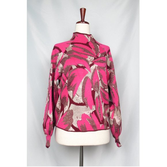 By Anthropologie The Beatriz Mock-Neck Sweater Pink Lurex Combo - XS - Picture 4 of 13